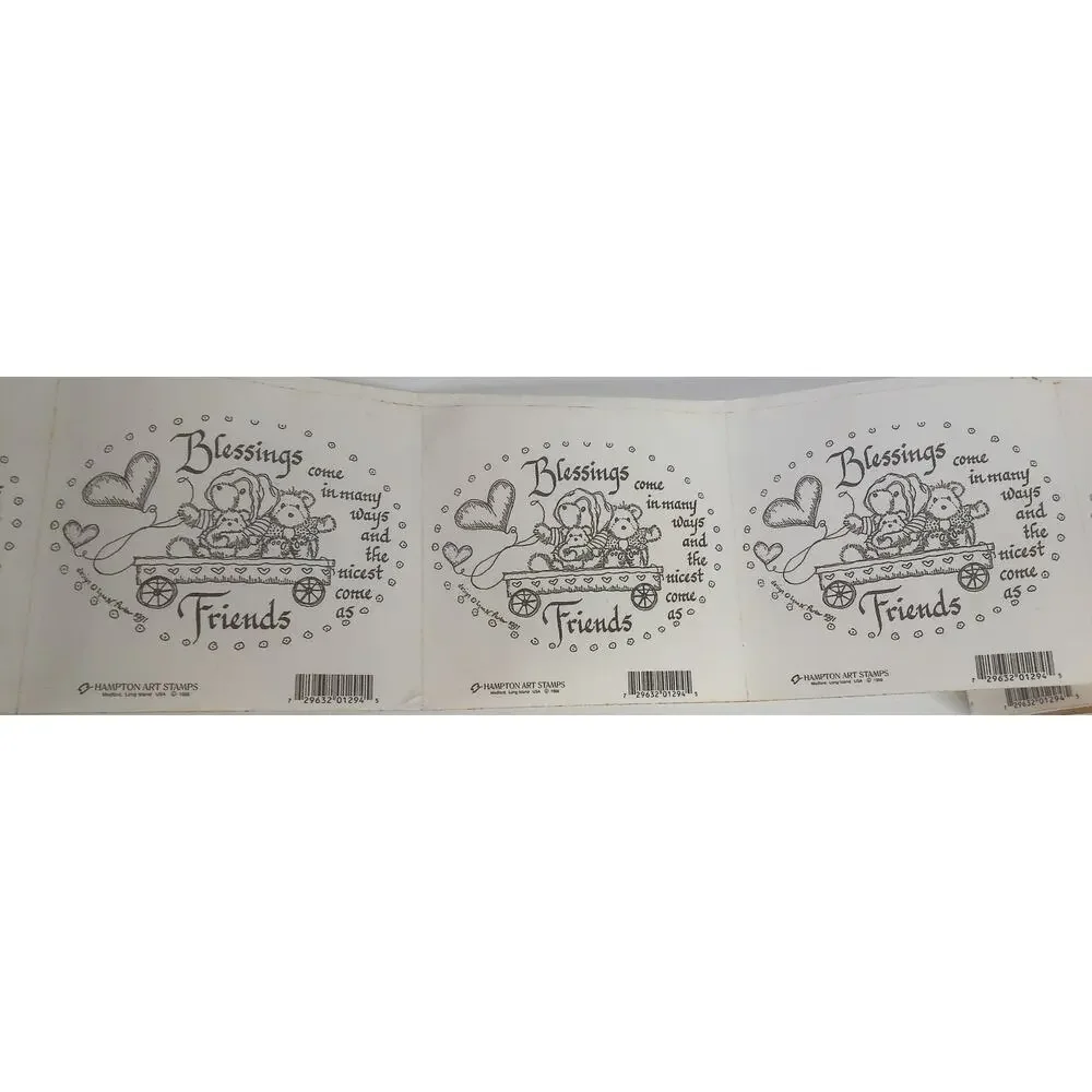 Vintage Hampton Arts Blessings Come As Friends Giant Sticker Roll